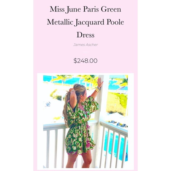 Miss June Paris Mini Dress Tunic Cover Up Green Gold Kimono Sleeve Beach Resort - Picture 4 of 8
